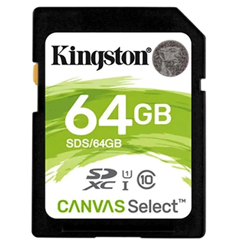 کارت حافظه SD کینگستون مدل Canvas Select کلاس 10 استاندارد UHS-I U1 سرعت 80MBps ظرفیت 64 گیگابایت